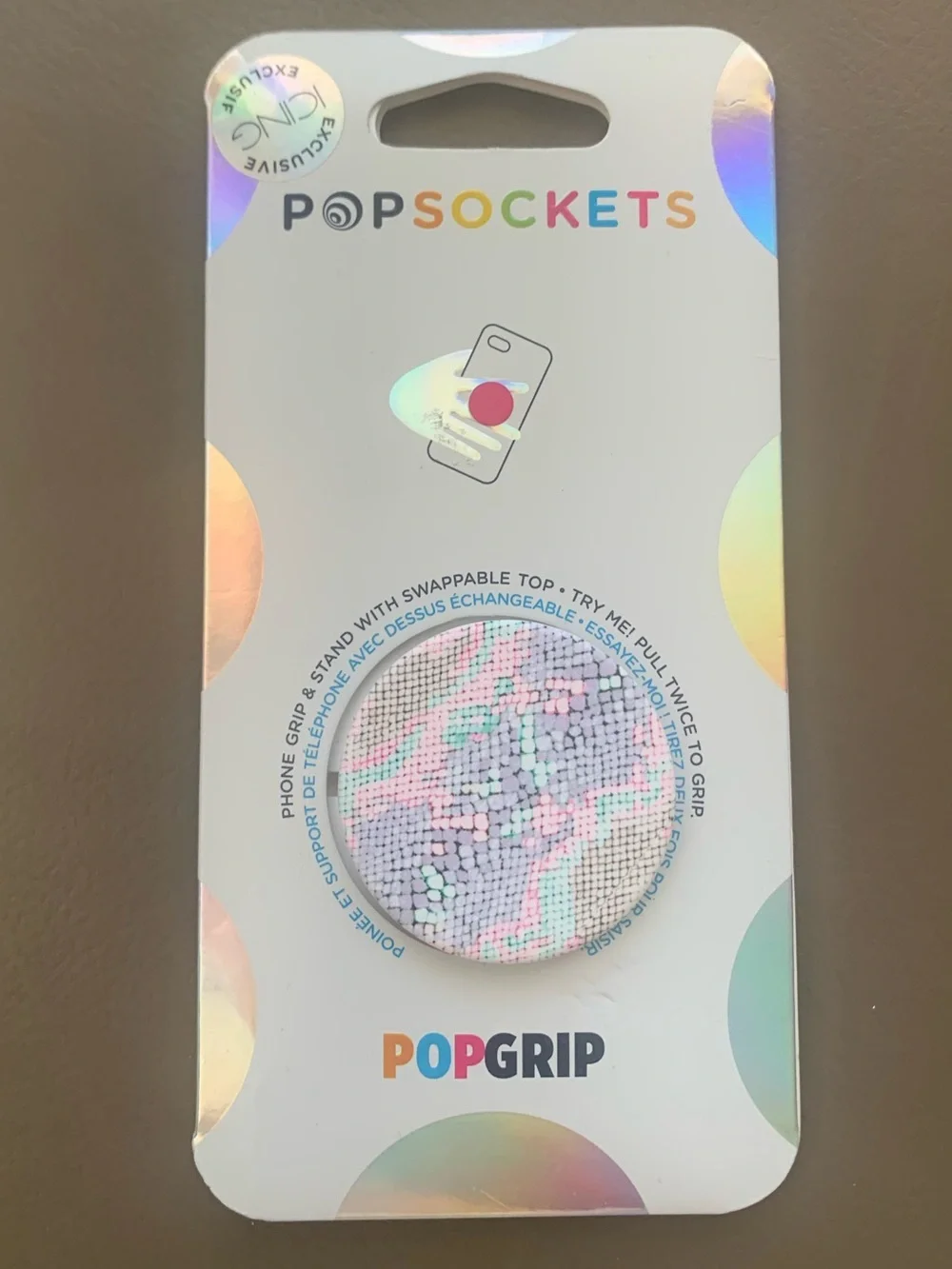 PopSocket PopGrip Sequin Phone Grip in Iridescent Pink and Blue